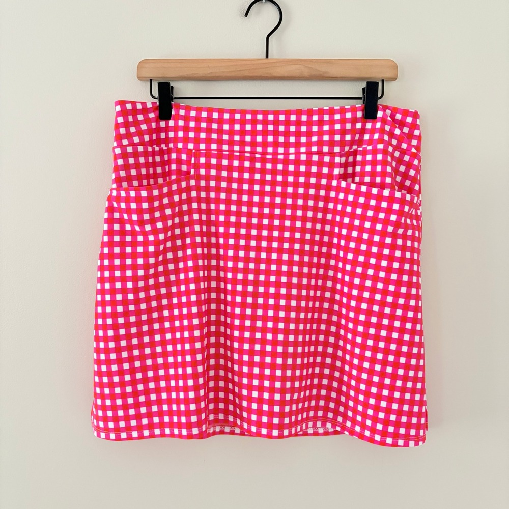 Jude Connally Skort Sonia Large Pink Gingham Preppy Golf Tennis Jude Cloth - Picture 2 of 10